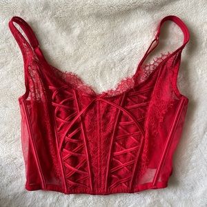 red lace victoria secret size M corset top WORN ONCE